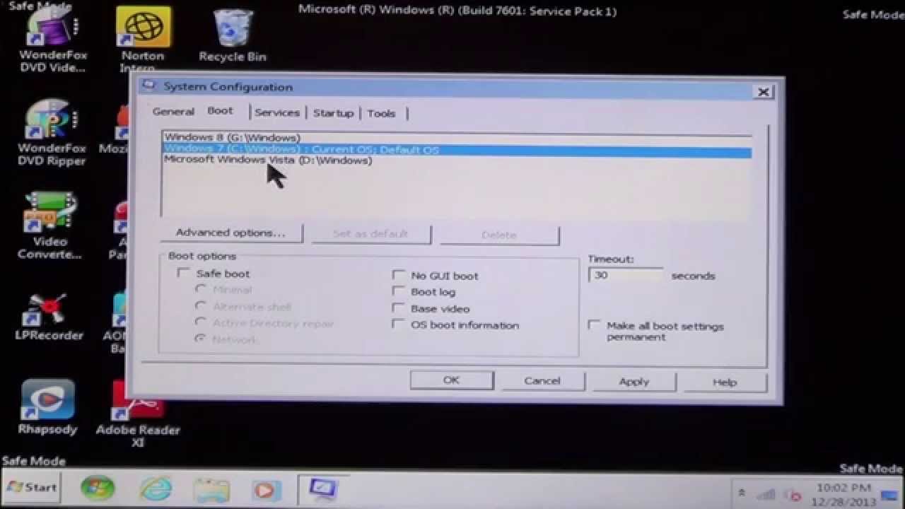 How To Boot Windows Xp Vista 7 Into Safe Mode Youtube