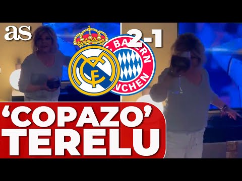 TERELU CAMPOS CELEBRA el pase a la FINAL de CHAMPIONS del REAL MADRID