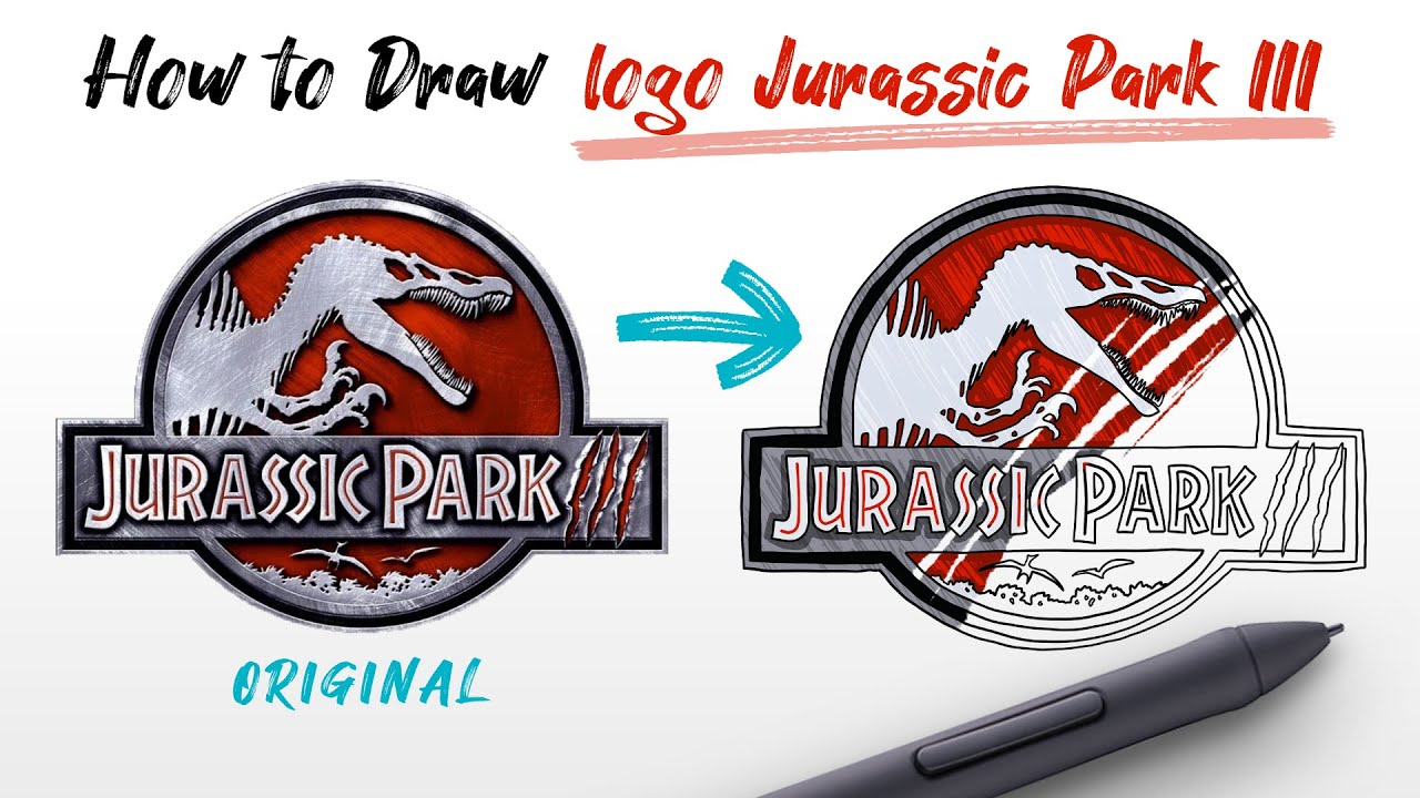 How to Draw Jurassic Park 3 logo (Spinosaurus dinosaur bones) easy Step By  Step - YouTube