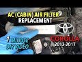 Toyota Corolla AC (Cabin) Air Filter Replacement 2013-2017 - 1 Minute DIY Video