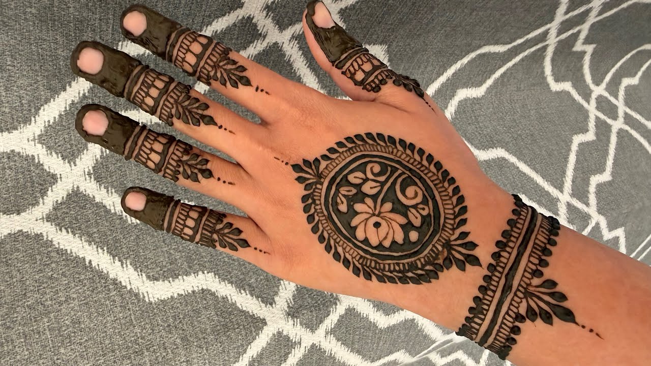celebrities favorite wedding henna design | lotus mandala back hand henna design tutorial #wedding