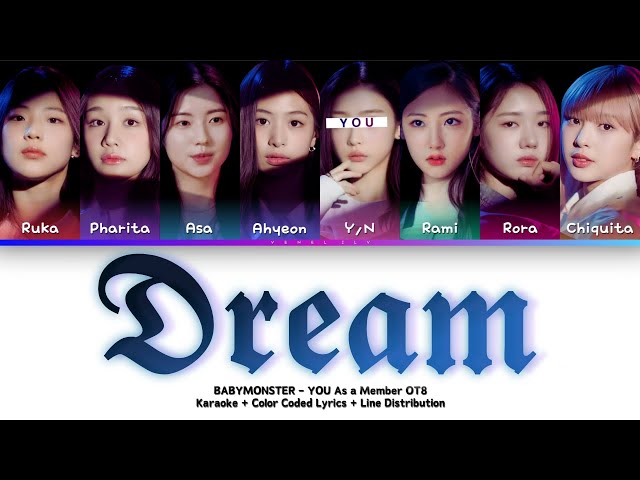 BABYMONSTER - DREAM | YOU As a Member OT8 | Karaoke + Color Coded Lyrics + Line Distribution class=