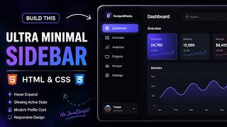Build an Ultra Minimal Expandable Sidebar with HTML & CSS | Step-by-Step Tutorial