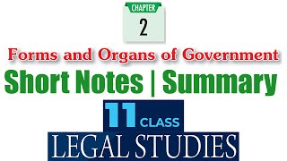 2. Forms and Organs of Government (Short Notes & Summary) | Class 11 CBSE - Legal Studies