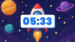 Rocket Ship & Planets Classroom Timer – 10 Minutes (Space Kids Countdown)
