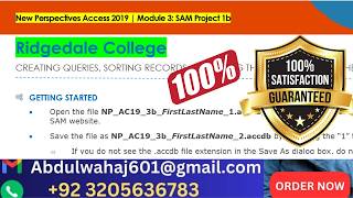 Ridgedale College Access Module 3 SAM Project 1b (Step-By-Step Solution)