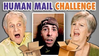 Elders React to I Mailed Myself in a Box Challenge (Human Mail 24 Hour Challenge)