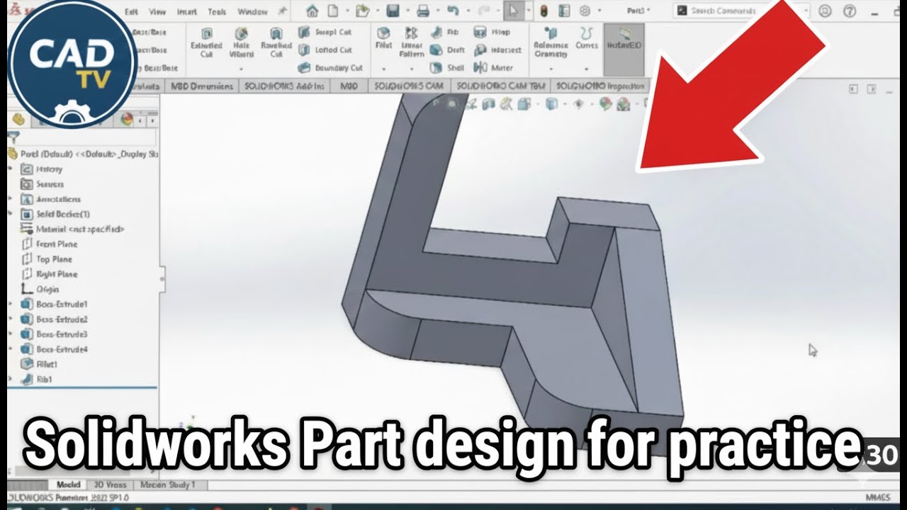 SOLIDWORKS Tutorial: Design a Mechanical Part 05 | Easy Step-by-Step ...