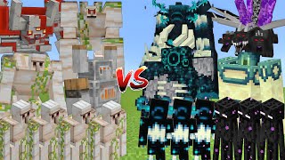 IRON GOLEM ALLIANCE Vs WARDEN & ENDERMAN ALLIANCE MOBS BATTLE IN MINECRAFT