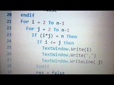 Small Basic Program to identify if a number is Prime.