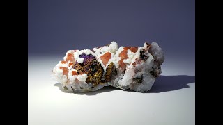 Red Hematite Quartz with Chalcopyrite Coated Tetrahedrite and Dolomite Mineral Specimen