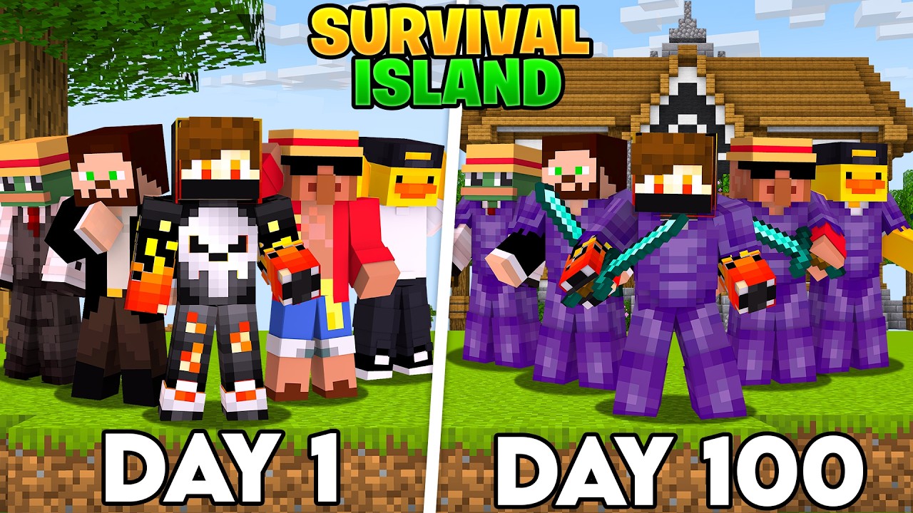 We Survived 100 Days On Island In Minecraft Hardcore!!