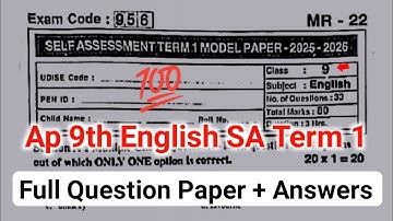💯real Ap 9th class English SA1 question paper and answers 2025|9th English Sa Term 1 answer key 2025