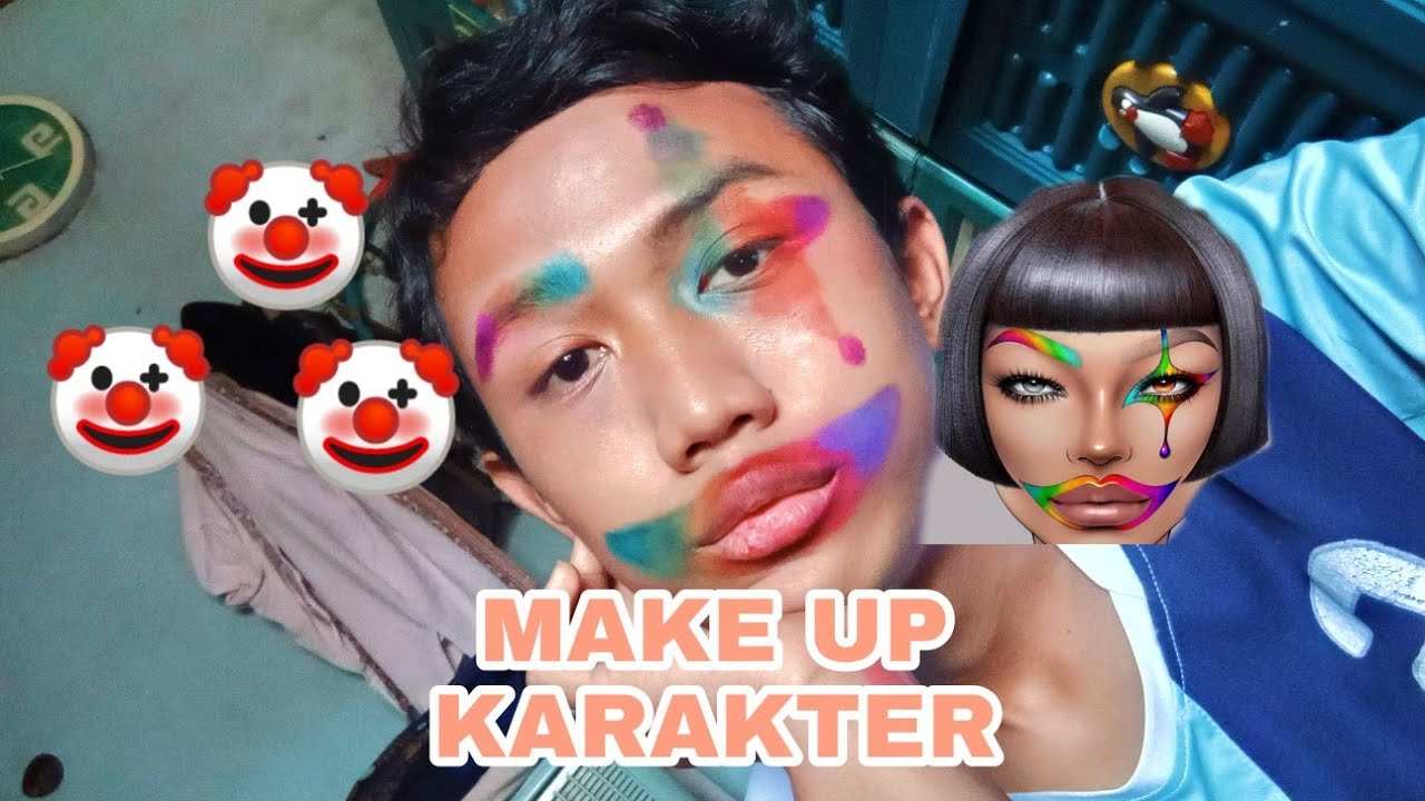 MAKE UP KARAKTER BADUT🤡 FULL COLOR🌈 - YouTube