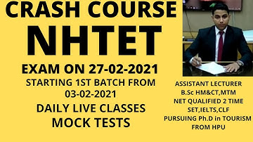NHTET CRASH COURSE 2021, NHTET MOCK TESTS, NHTET STUDY MATERIAL, NHTET NOTES, NHTET MCQS, NHTET EXAM