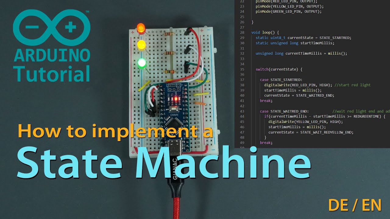 State Machine Arduino Code Example Arduino State Machine Turorial , How To avoid delay - YouTube