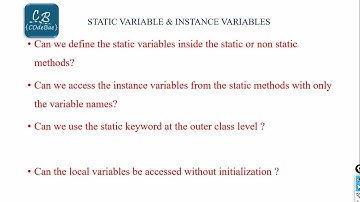 Variables || Local Variables || Static Variables || Instance Variables || static blocks