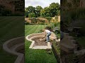 We dug a hole in a perfect lawn—limestone walls + iroko hardwood +gas fire pit#diyproject#renovation