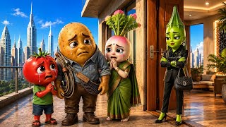 Aloo Left Mooli And Tamatar For Bhindi Vegetable Cartoon Story Bhindi, Karela, Aloo Story