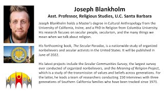 Joe Blankholm: Testing The Secular Paradox With The Secular Communities Survey, SCSC 2021 Conference