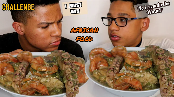 ASMR | SEAFOOD OKRO SOUP & FUFU CHALLENGE | OCTOPUS, WHITING OR HAKE FISH + GIANT PRAWNS