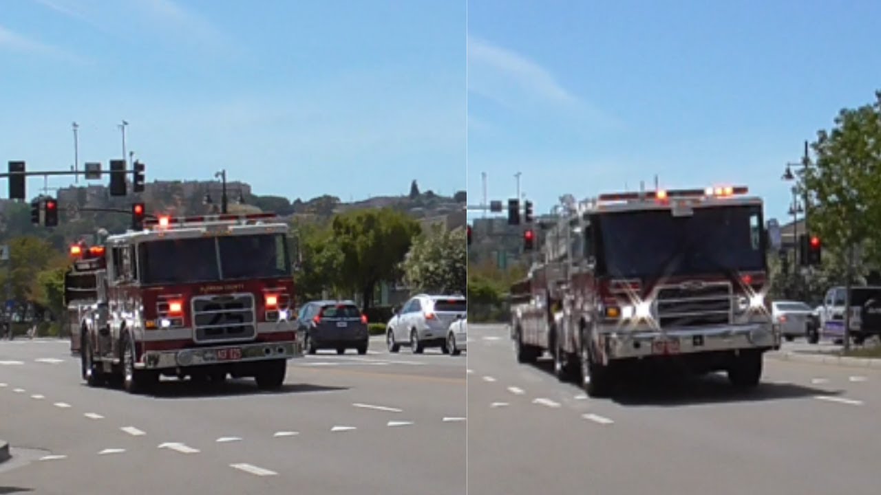 Alameda County FD Engine 25 + Truck 25 Responding - YouTube