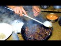 Dry meat curry for Dinner in the village