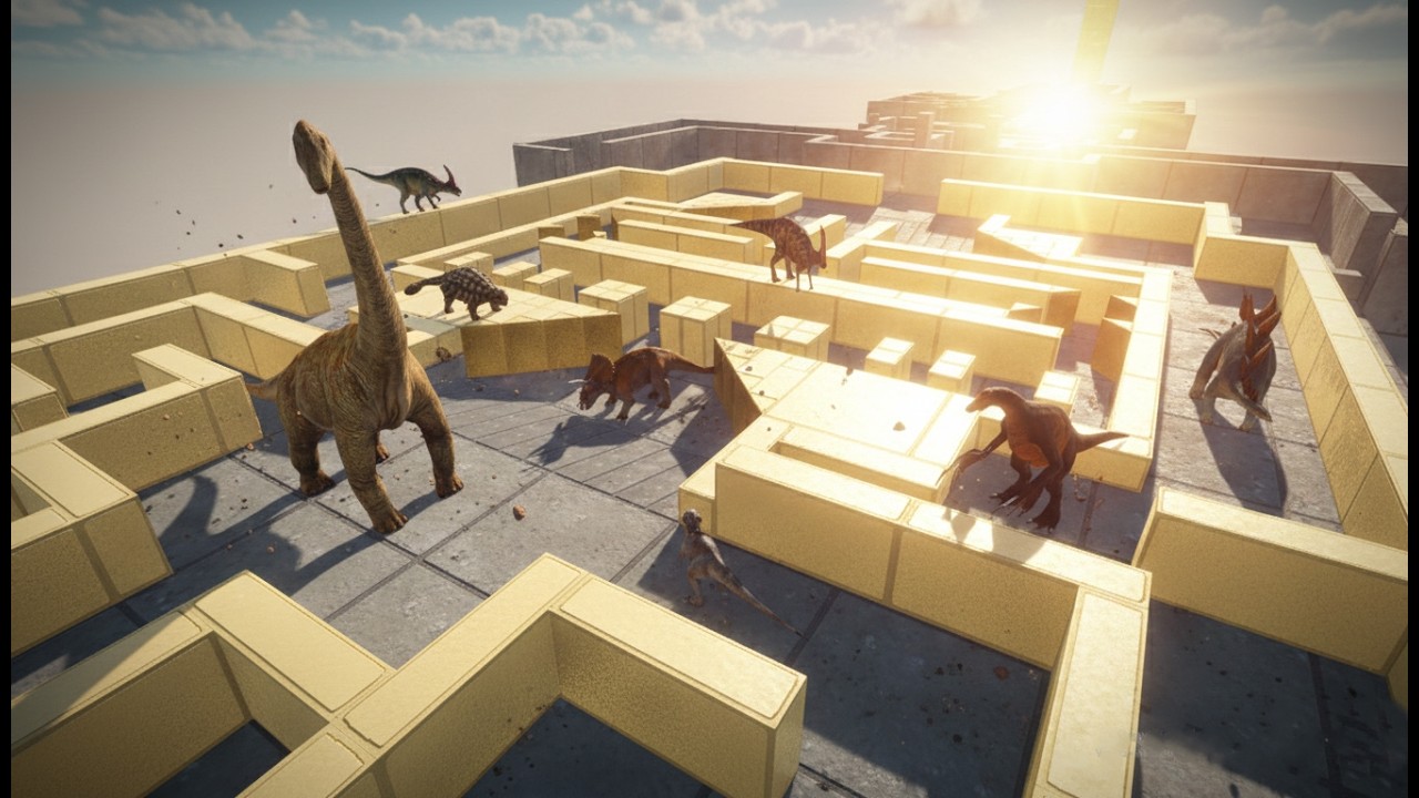 THE ULTIMATE HERBIVORE RACE: Who Escapes the Impossible Maze First? 🦕🏁