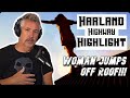 Woman jumps off roof!