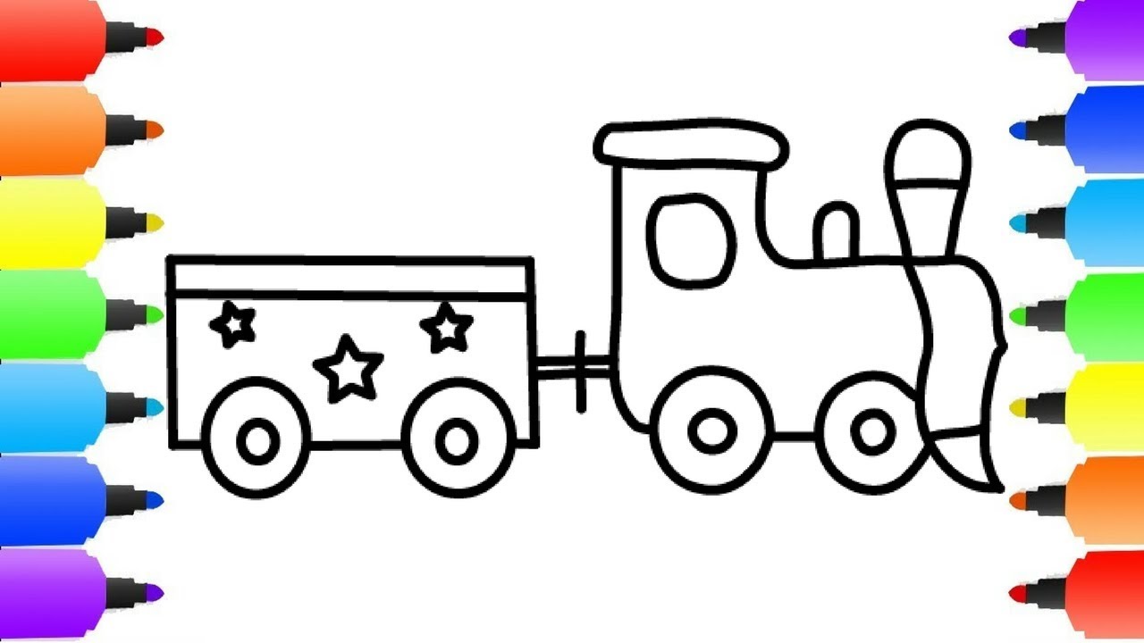 How to draw a train easy for Kids Colours Painting Train