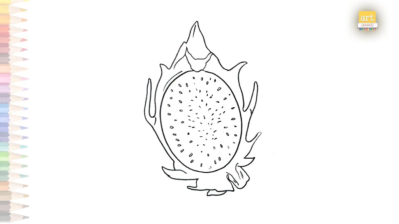Dragon Fruit drawing How to draw A Dragon Fruit step by step Fruits
