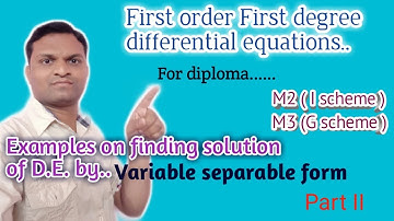 MSBTE | Applied Mathematics | Differential equations | Examples on variable separable form (part II)