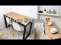 FIZ UMA MESA  + PRATELEIRA FLUTUANTE 😍/ colocamos a  cortina  E DECORAMOS TUDO 😍