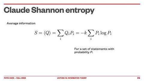 Thermodynamics and Statistical Mechanics; Lecture 15: Entropy of Information