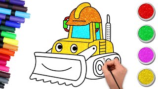 Bulldozer, Painting, Coloring for Kids and Toddlers | Easy Drawing Tips