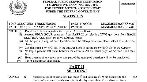 CSS PAST PAPERS - 2017 - STATISTICS - OPTIONALLY SUBJECT  (GROUP 2)