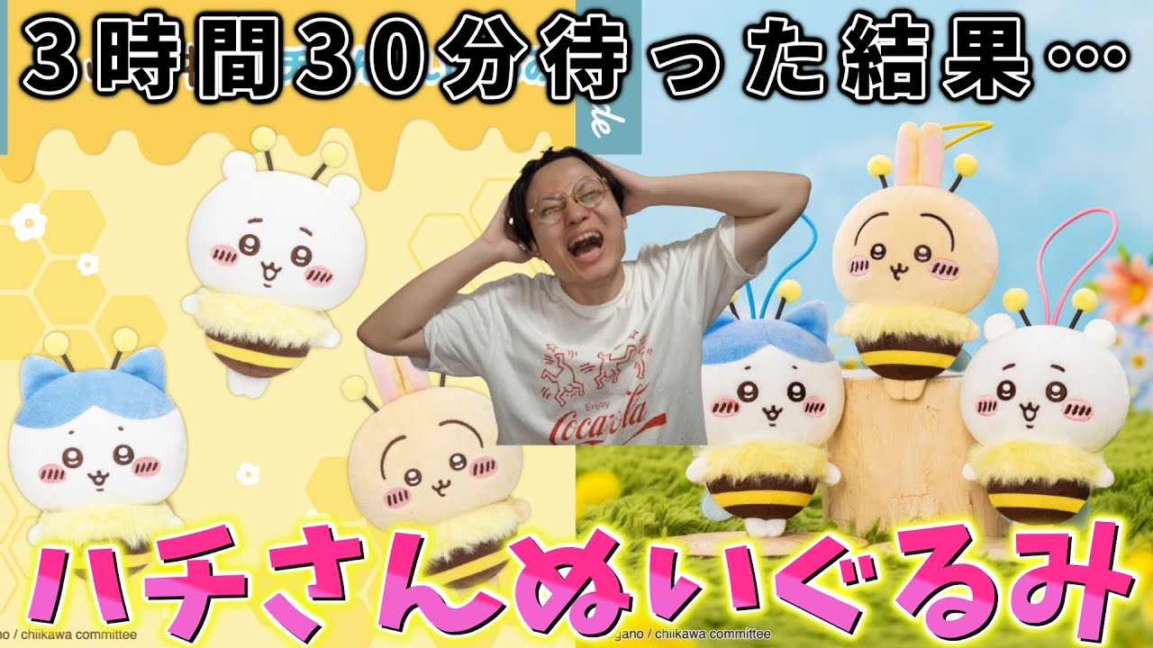 【ちいかわ】ハチさんぬいぐるみ！3時間30分待った結果…！セブンイレブン開催でランダム3種！手のひらサイズの可愛いぬいぐるみ！