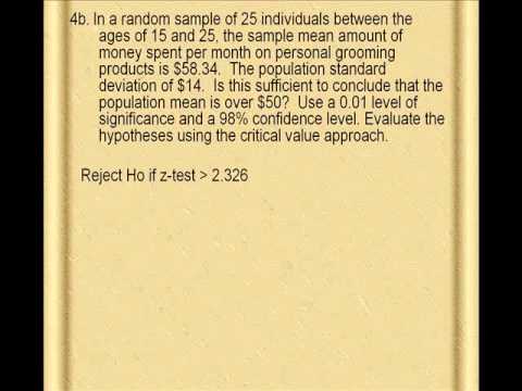 1 Sample Z Test Problem Wmv Youtube
