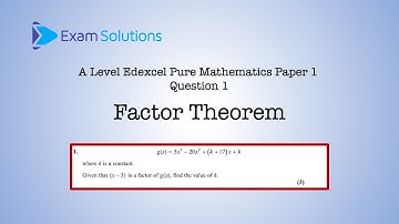 A level Edexcel June 2024 Paper 1 Q1 - Factor Theorem | ExamSolutions
