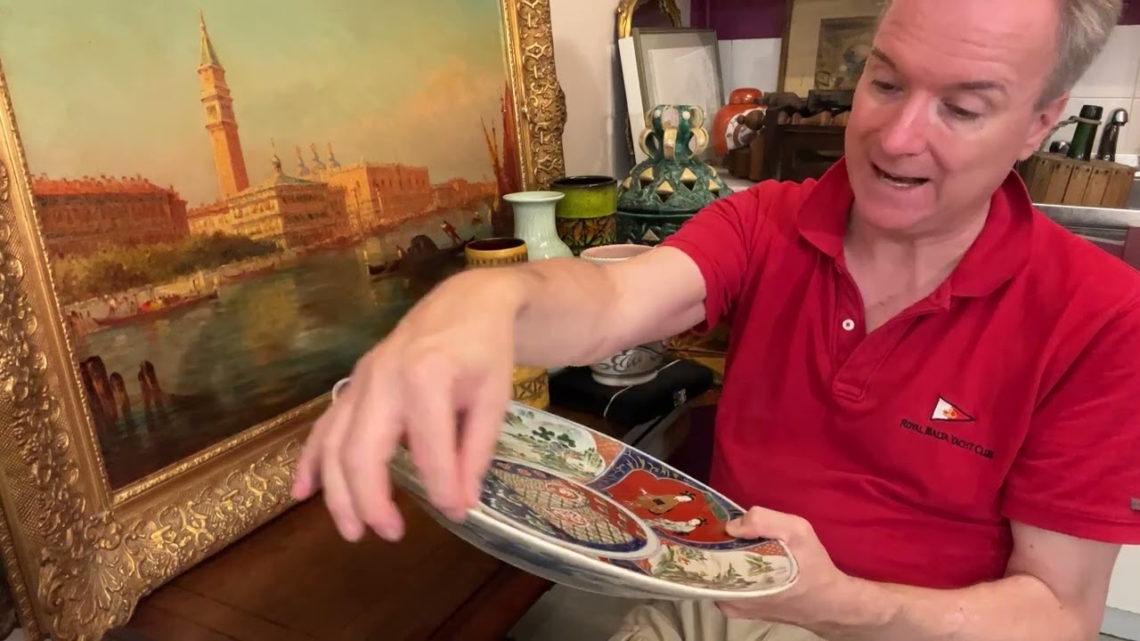 ANTIQUE Imari CHARGER Plate dish Japanese Impressed stamp marked Porcelain c1930