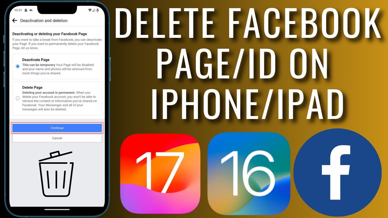 How To Delete Your Facebook Page/ID On iPhone - YouTube