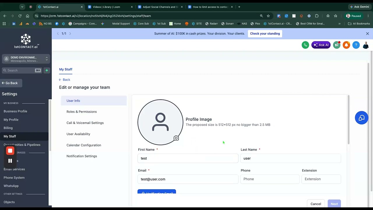 Limit who can see certain contact records within 1stContact.ai
