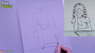 Drawing tutorial for beginners  ||رسم فتاة كيوت بقلم الرصاص خطوة بخطوة