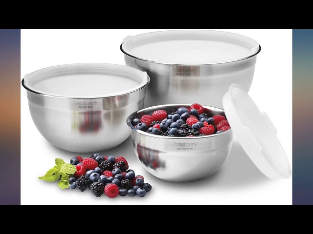 Cuisinart CTG-00-SMBW White Lacquered Stainless Steel Mixing Bowls with  Lids, Set of 3 