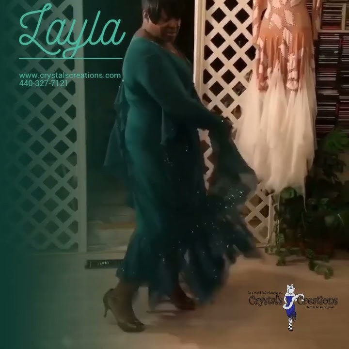 Teal Plus Size Ballroom Dress with Flounces a touch of Hand Beading