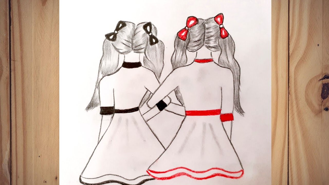 How to draw best friends on friendship day/friendship day drawing ...