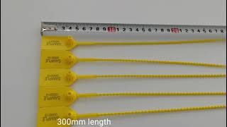 Alkeseal 300mm beaded type Plastic Security Seal Yellow with Bar Code AS-BP300