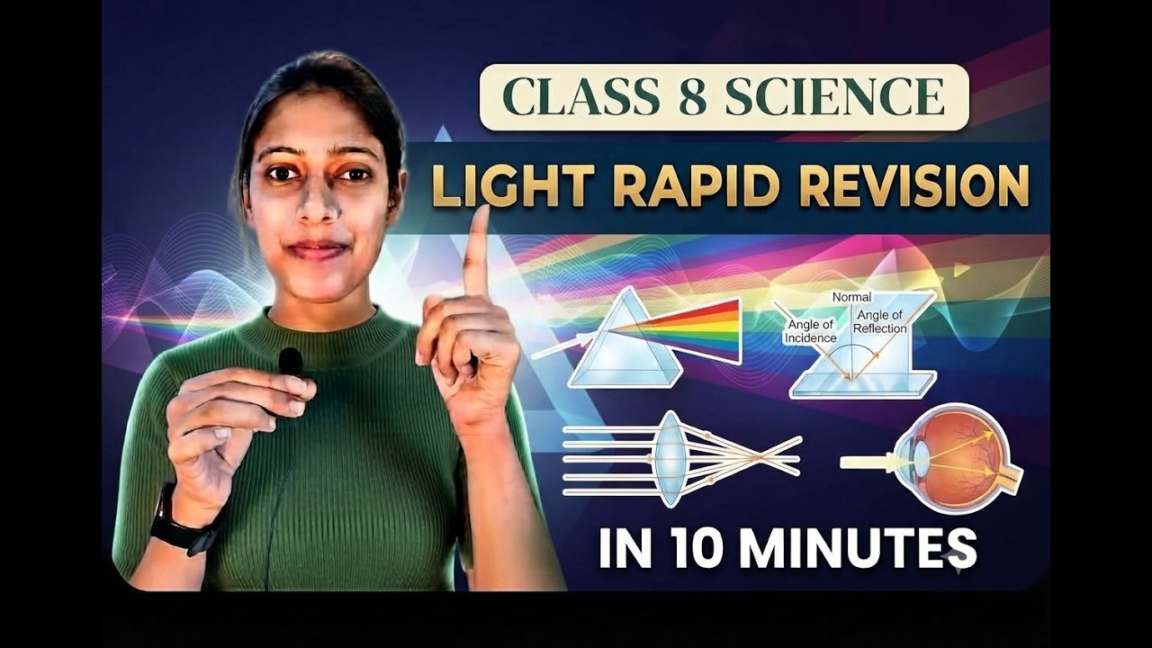 प्रकाश कक्षा 8 विज्ञान | 10 मिनट में त्वरित संशोधन | एनसीईआरटी कक्षा 8 प्रकाश | महत्वपूर्ण अवधारणाएँ