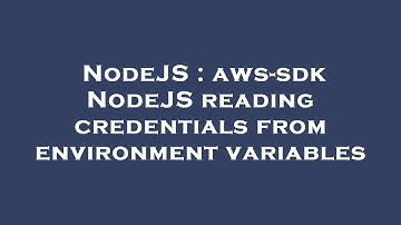 NodeJS : aws-sdk NodeJS reading credentials from environment variables