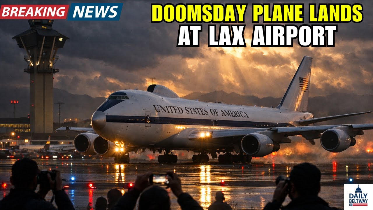 Rare E4B Nightwatch Fortified Plane Touches Down LAX Marking Unprecedented Military Display Tonight